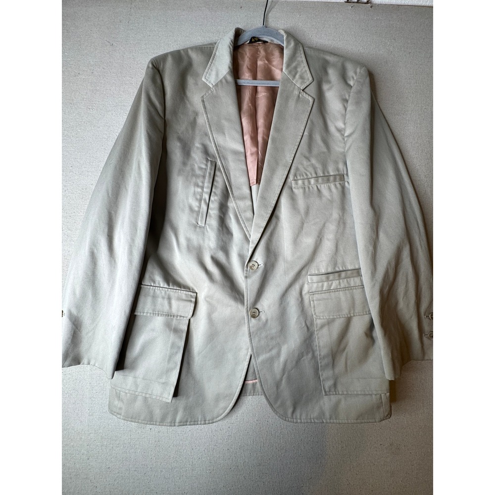 VTG 70s Brad Whitney Safari Belt Back Sport Coat Tan 46L 70s does 30s Jazz Era